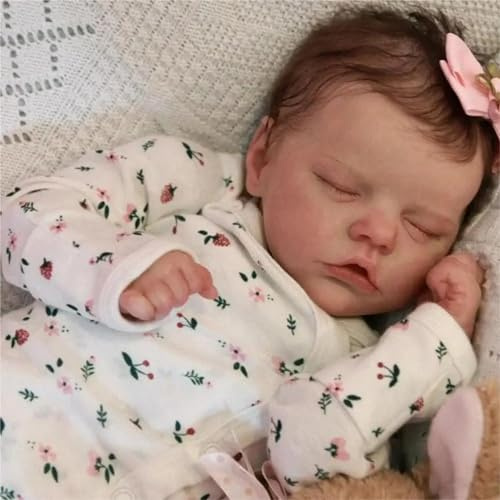 Zero pam 45 cm Reborn Baby Vollsilikon Lebensechte Babypuppen Reborn Baby Mädchen Schlafend Puppe Wie Echtes Baby Silikon Reborn Puppen Lebensecht Reborn Baby Für Kinder