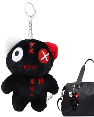 Llavero de gato de peluche,Llavero de gato de peluche,Colgante de gato de ojos grandes alienígena gótico | Lindo juguete de peluche mochila bolsa colgante lindo llavero de coche de felpa colgante para