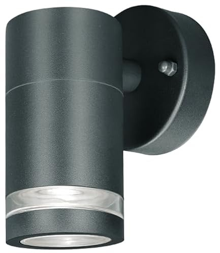 4lite Marinus Outdoor Down Wall Light (Anthracite) Rust Free IP44 Rated Exterior Wall Lamp Supplied with 1X Smart GU10 Bulbs - 4L2/7007-4Yr Guarantee