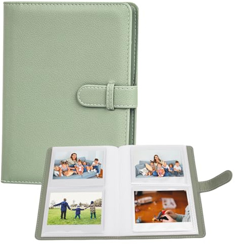 VOVMOEYA 80 Pocket Photo Album 3.5x4.5 Inch Camera Film Storage,For Polaroid Cameras,For Fujifilm Instax Wide 400/300/210 Slip In Photo Book Album 20-Page Holds 80 Pictures-Green
