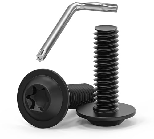 30 Stück M5x16mm Linsenkopfschrauben Schwarz, M5 Schrauben mit Flansch, A2 V2A Edelstahl Schrauben Torx, Flanschschrauben Maschinenschrauben Vollgewinde mit Torx Schlüssel für Möbel Verbindungs
