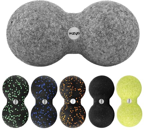 FIZYO Double Balle de Massage 16x8 cm – Peanut Ball pour Dos, Nuque, Pieds, Massage Profond, Automassage, Récupération Sportive, Trigger Points, Fascia, Crossfit, Soulagement Douleurs (Grise)