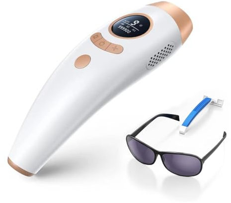 3-in-1 IPL Laser Hair Removal Device for Women Men, Permanent Hair Removal System with 9 Energy Levels, 999,999 Flashes, Painless & Effective for Face, Body, Bikini Line, Legs, Underarms