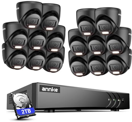 ANNKE Home Wired Camera Security System, 16CH 3K Lite H.265+ AI DVR, 16 X 1080P IP67 Weatherproof Cameras with Dual Light, Human/Vehicle Detection, 2TB HDD