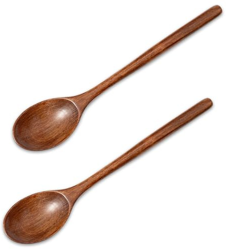 2Pcs Wooden Spoons for Cooking, Oval Wooden Spoons Cooking Utensils, Heat Resistant Wooden Kitchen Utensils Made of Namu for Domestic & Commercial Kitchen Use(9.25'' x 1.57'')