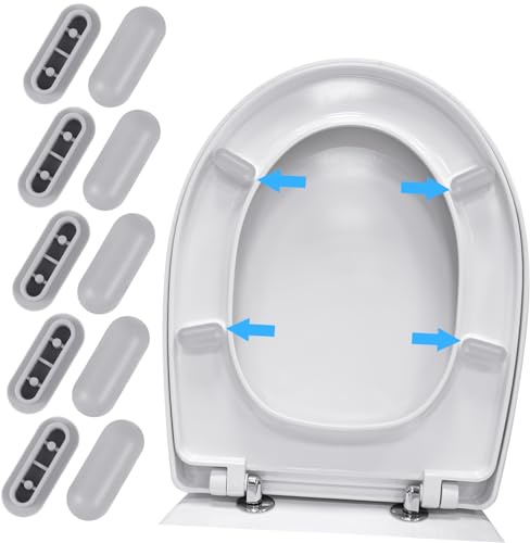 HOUDERCO 10 Pezzi Guarnizioni Asse Gabinetto in Plastico Paracolpi Adesivi per Seduta Wc Stabile e Resistente per Uso Domestico e Bidet