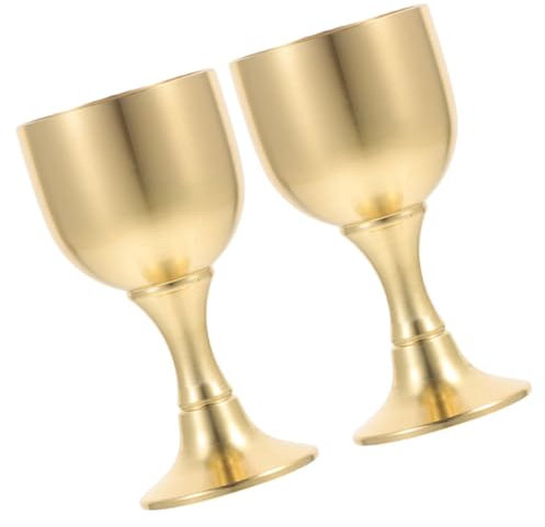HOLIDYOYO 2piezas Taza De Ofrecimiento De Mesa Latón Cáliz De Estilo Vintage Copa Metálica Portátil Para Ceremonias Budistas y Decoración De Altar