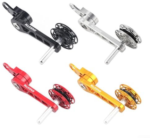 Tensor de cadena de aleación de aluminio para bicicletas plegables con agujeros de resorte y varilla de fijación ajustable (negro)