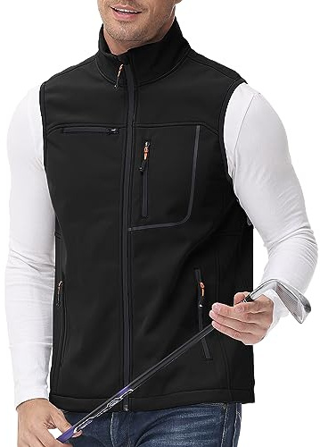 MoFiz Ärmlös väst för män, utomhusväst, lätt vindtät arbetsjacka med dragkedja, Svart-81, 3XL