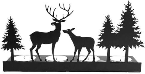 ZORVYN Corona Avvento Moderna Lunga Corona Nera in Metallo Portacandele Avvento per 4 Candele Avvento come Decorazione Natalizia per Tavolo