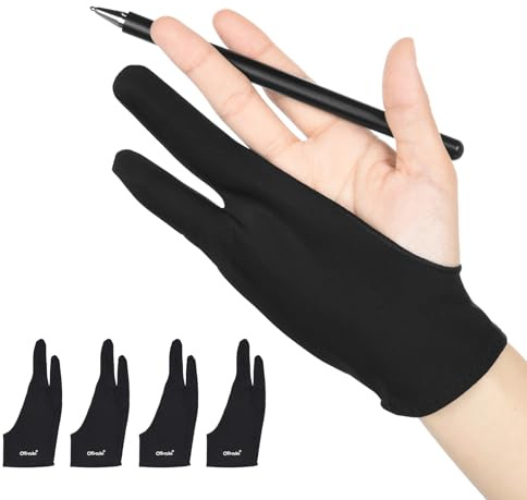 OTraki 4 Stück Zeichenhandschuh Antifouling Handschuh für Grafiktablett, Artist Drawing Glove Elastisch Zeichnen KünstlerHandschuh Zwei Finger Handschuh für Grafiktablett Graphics Tablet(M-7.7X20.5cm)