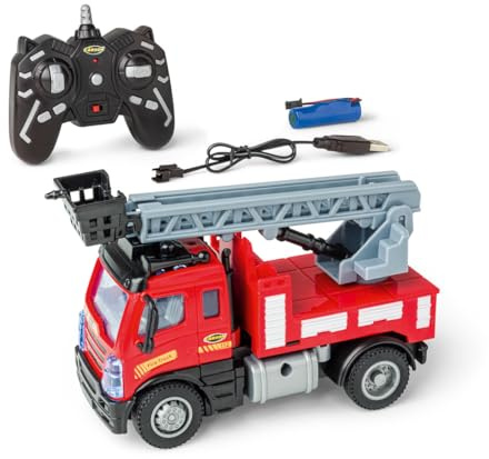 Carson 1:50 Nano City Pompieri 2.4GHz – Auto radiocomandata, veicolo RC, autonomia di 40 minuti, giocattolo per bambini, mezzo da costruzione, auto telecomandata, rosso