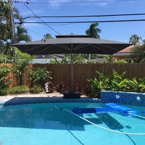 PURPLE LEAF Parasol Déporté 3 x 4 m Rectangulaire avec Toile Imitation Acrylique, Parasol De Jardin Extérieur avec Double Toit Ventilé, Anti-vent, Rotation 360°, Anti-UV 50+, pour Patio, Gris foncé