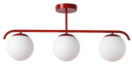 B·LED BARCELONA LED Lampada da soffitto tripla Tali con 3 sfere di vetro opalino, 3xE27, stile minimalista moderno, illuminazione diffusa per soggiorno, sala da pranzo o camera da letto, 70 x 30 x