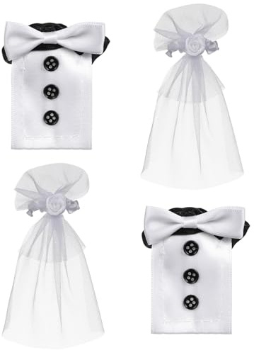 Hohopeti Housse de Bouteille de Vin en Tissu 4 Pièces pour Mariage | Décoration de Bouteille, Lot Compact et Léger, Usage Simple pour Célébration Nuptiale