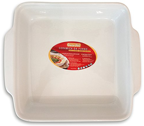 Guardini, Ceramica, Fuente para Horno Cuadrada Mediana de 25x22cm, Material: Cerámica. Color Blanco.