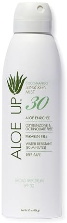 Aloe Up Sun and Skin Care Products White Collection SPF 30 Continuous Spray Sunscreen, White, Coconut-Mango, 6 Ounce by Aloe Up Sun & Skin Care Products