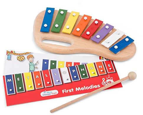New Classic Toys Instrument de Musique pour débutants Métallophone à 8 tons avec Le Livre de Musique