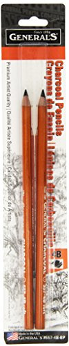 General Pencil 557-4B-BP Generals Charcoal Pencil 4B 2 Each, 2 Count (Pack of 1), Black