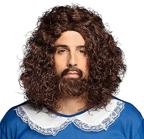 Boland 86359 - Perücke Musketier mit Schnurrbart und Bart, Kunsthaar-Frisur, Braun, Locken, Kostüm, Karneval, Mottoparty