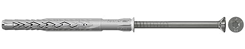 Fischer Tasselli Prolungati SXRL 10x120 Tcon Vite T.S.P. Acciaio Inossidabile A4, Torx, per Installazioni Passanti su Calcestruzzo, Mattone Pieno e Forato, 522711