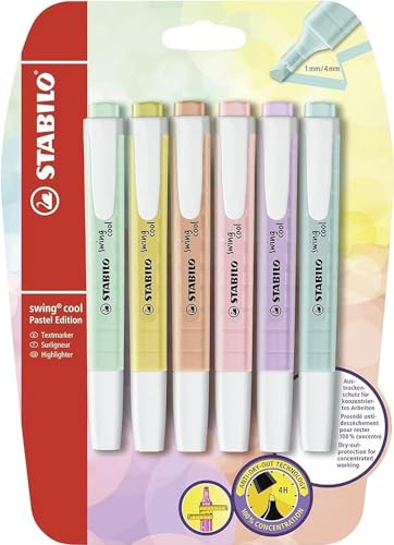STABILO - Textmarker - swing cool Pastel - 6er Pack - mit 6 verschiedenen Farben