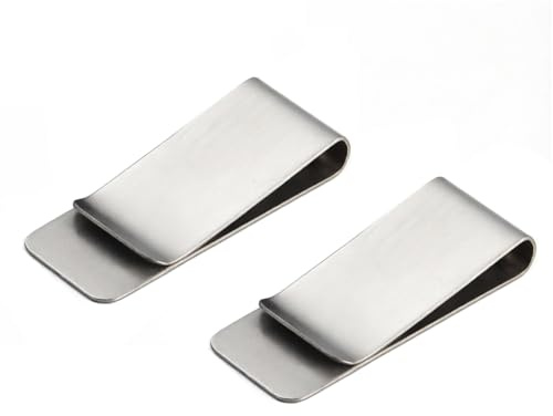 Yesmin 2 Pcs Stainless Steel Wallet Clip,Ultra-Thin Cash Clip Suitable for Both Men and Women-Silver