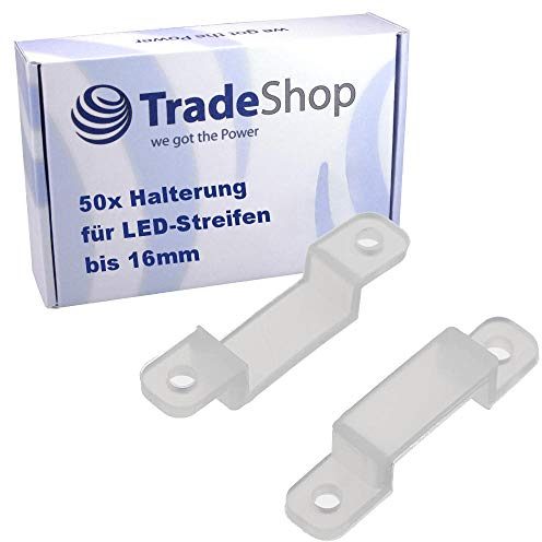 50x Befestigungs-Clips Wand-Halterung für LED Leuchtstreifen, Lichterkette universal bis 16mm z.B. SMD 3528 5050 1210 WS2812b WS2811 WS2801 1812 6803