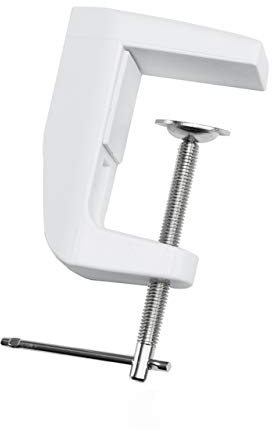 Neatfi Sturdy Metal Replacement Lamp Clamp, Adjustable Screw Mount, Fits Surfaces up to 6.35 cm Thick, Non-Slip C-Clamp Holder for Workbenches, Tables & Desks (White)
