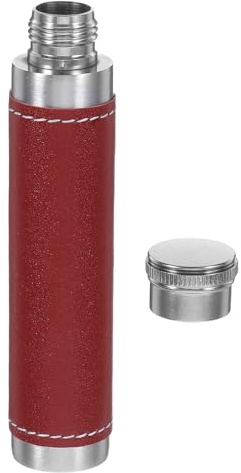 Flasque UPKOCH 28 ml en acier inoxydable avec manchon en cuir – Bouteille à spiritueux de voyage compacte de 8,9 cm pour whisky, rhum, camping en plein air et cadeaux de garçons d'honneur (argent