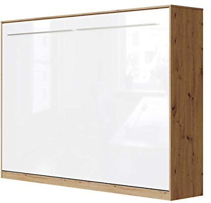SMARTBett Schrankbett Standard 90x200 120x200 140x200 160x200 Bettschrank Wandbett Wildeiche/Weiss Hochglanz 140 Horizontal