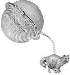 PPC05 Boule à thé en acier inoxydable Chat de Birman en étain anglais sur feuille de thé