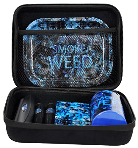 YDZB Tabakrauch set Enthält Grinder Rolling Tray Zigarette Gerät Proof Feuchtigkeitsspeicher Pillendose Zigarettenetui Werkzeugaufbewahrungstasche 8-teiliges Set (F)