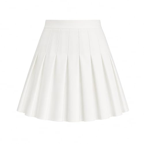 scicent White Tennis Skirt Women Girls Short High Waist Pleated Skater Tennis Skirt School Skirt Uniform with Inner Shorts White XL UK 8 10