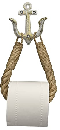 Vintage Toilettenpapierhalter Klopapierhalter Seil Handtuchhalte Industrie Seil WC Badezimmer mit Bohren (Weiß)