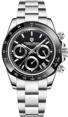 Pagani Design Keramik Herrenlünette Edelstahlarmband Chronograph Wasserdicht 100 m Saphirglas Automatische Herrenuhr