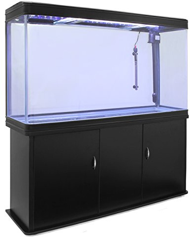 MonsterShop – Aquarium à Bords Noir de 300 litres, Meuble de Support Noir, d’Une Dimension Totale de 143,5 cm de Haut x 120,5 cm de Large x 39 cm de Profondeur