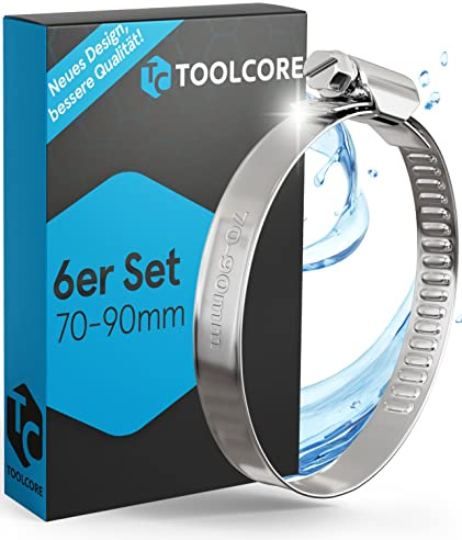 6x Schlauchschellen Edelstahl 70-90mm in Qualität W4 | Langlebig & Rostfrei für Garten, Waschmaschine, Pool, KFZ, Werkstatt - Schlauchklemmen, Schlauchschellen Set, Klemmschelle