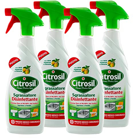 Citrosil Home Protection - Sgrassatore Disinfettante Universale con Vere Essenze di Limone, 650 ml x 4 Pezzi