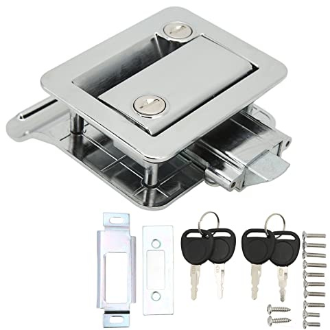Wohnmobil-Türverriegelung ， Wohnmobil-Eingangstürschloss Sicherheitsriegelschloss mit Integriertem Riegel Aluminiumlegierung Für Camper Reiseanhänger Wohnmobil(Chrom)