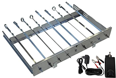 Neu walexo Spießdreher (universell), incl. 9 Edelstahlspieße mit verschiedenen Motoren (mit Motor 3-12V/10W (regelbar)