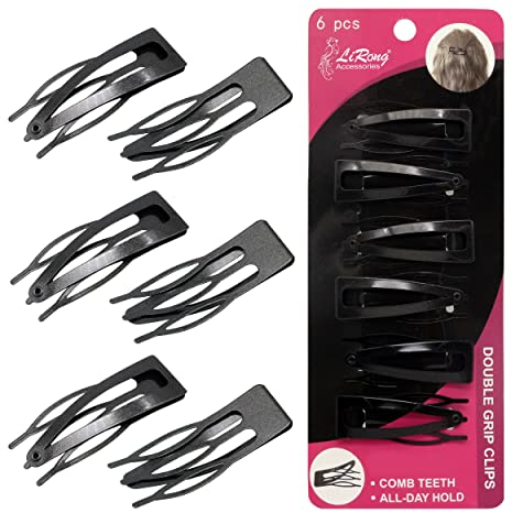 Dofash Double Grip Hair Clips Hair Barrettes Snap Haarspangen Metall Haar Griffe Zubehör (Schwarz 6pcs)