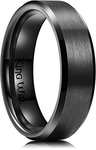 King Will BASIC 5 mm/6 mm/7 mm argento titanio anello di nozze per uomo donna coppia anello spazzolato/opaco bombato/passo bordo comfort fit, N 1/2(54.43mm), Titanio, Nessuna pietra preziosa