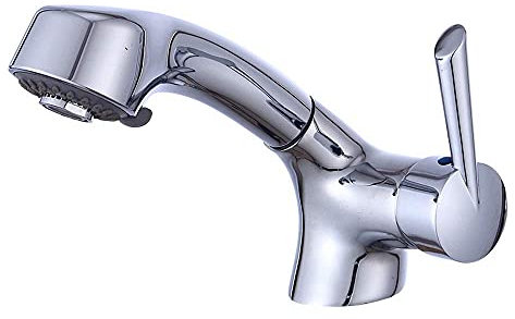 Sink Mixer Tap,Basin Faucet Pump Pull Type Tap Wash Basin Suitable for Hotel Household Rotatable Hot and Cold Water Mixed Type Chrome Section/a Decoration