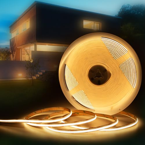 HEXIM COB LED Strip, 1-15 Meter LED Streifen, Auswahl: weiß/CCT/RGB, dimmbar 24V, IP20, 3000-6000K, Band 8mm breit, Leuchtband selbstklebend (7 Meter warmweiß)