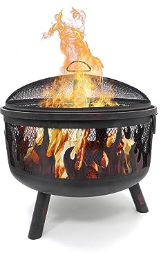 HEAT Outdoor Living Feuerkorb Hornset - Feuerkorb für den Garten - mit Funkenschutz und Grillrost - Feuerschalen & Feuerkörbes - Feuerstelle Outdoor auf Beinen - 60x60x40cm