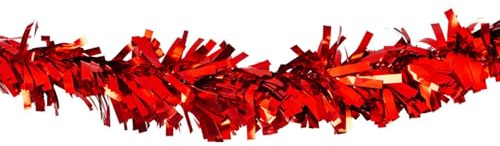 NEU Riesen-Fransengirlande aus Lametta, 10m, ca. 20cm Durchmesser, rot, schwer entflammbar
