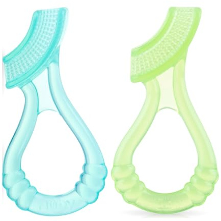 Nuby Soft Silicone Gum Massager with Hygienic Case, 2-Pack, 3 m+