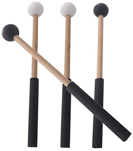 Marimba Schlägel 2 Paar und Gummi für Anfänger und Profis | Zungentrommel Zubehör, Praktische Schlaghölzer für Einsatz bei Marimba und Tongue Drum