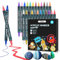 Cugybue Pennarelli Acrilici,24 Colori 1-5MM Pennarelli a Vernice Acrilica,Impermeabile Permanente Pennarelli Acrilici per Dipingere Sassi,Tessuti,Ceramica,Carta,Vetro,Plastica,Metallo,Legno